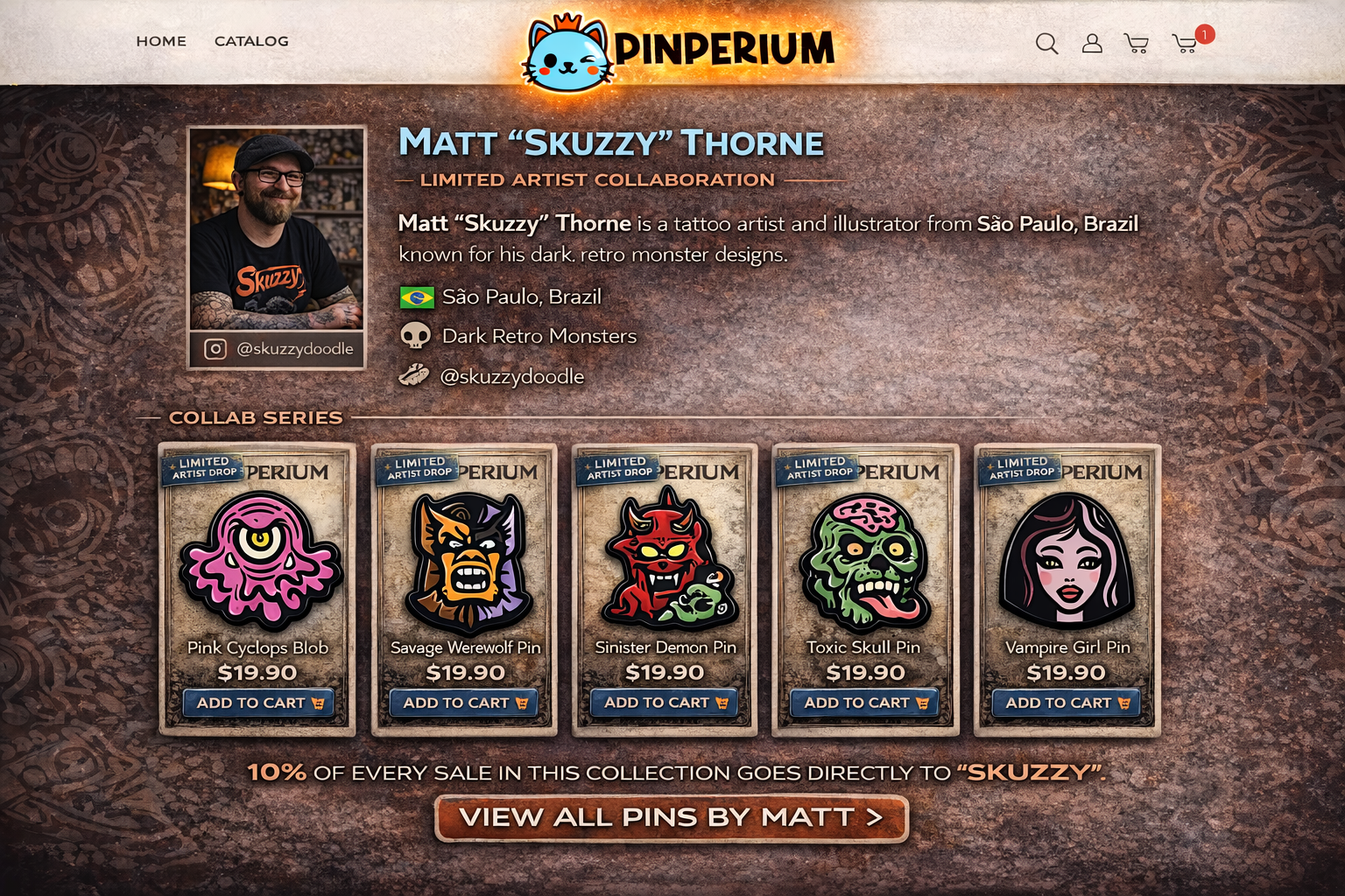 Example artist landing page preview